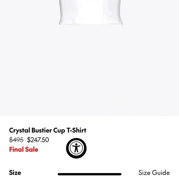 AREA White Crop Top with Silver Embellishments - Picture 12 of 12